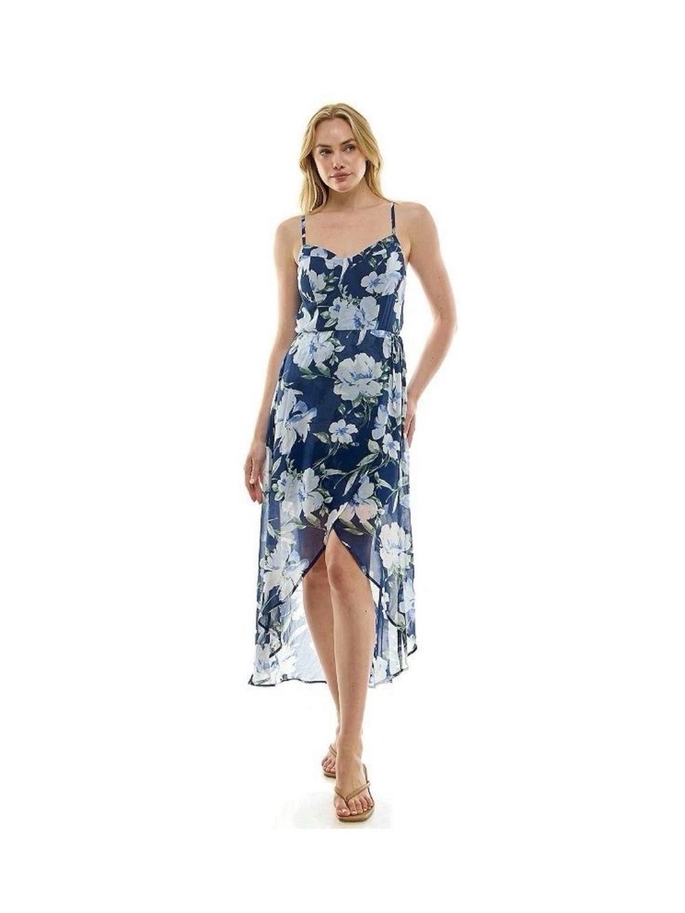 Lily Rose Navy Floral High-Low Slip Dress